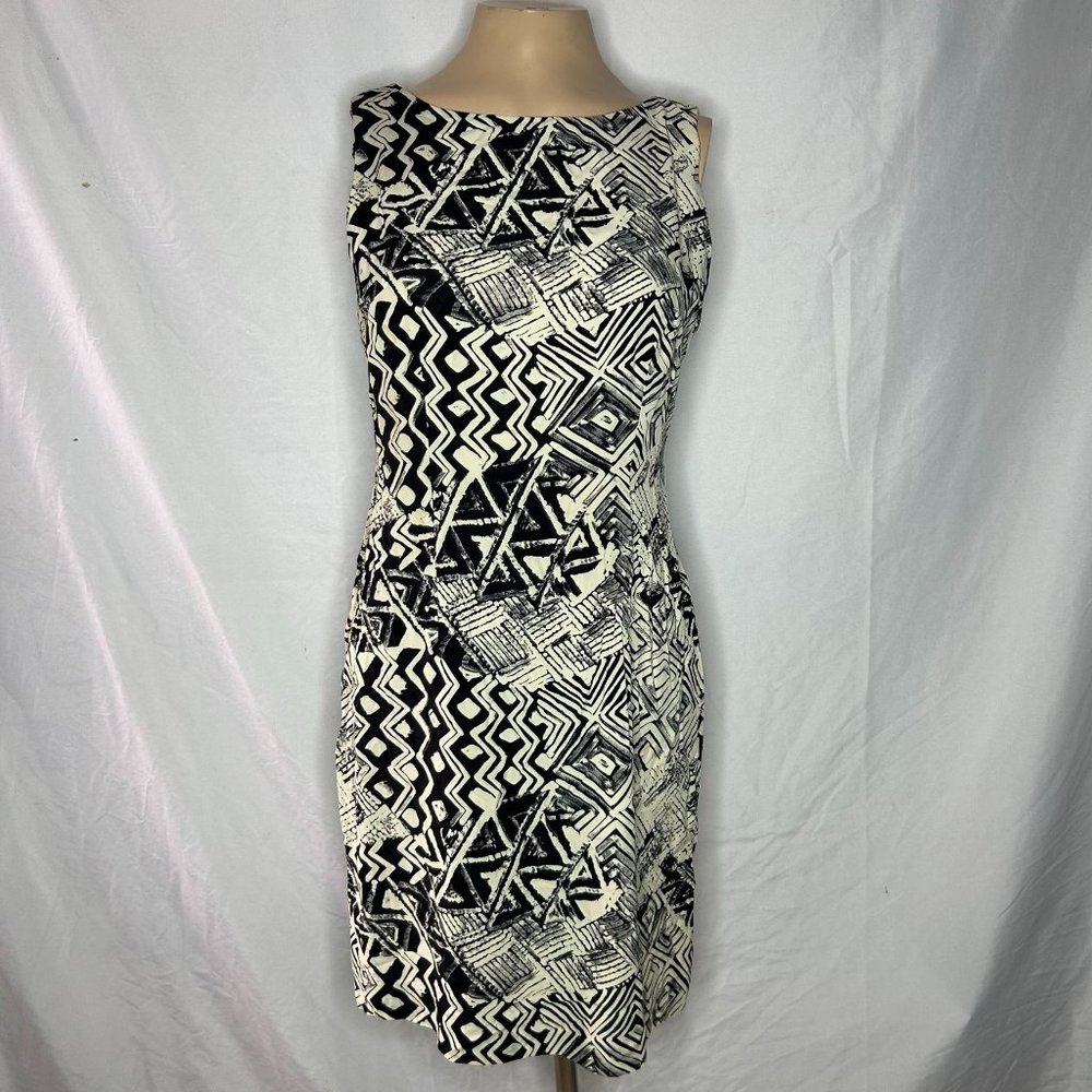 E.D. Michaels by Melanie‎ Drucker Women's Midi Dress Size 5/6 Black White Print